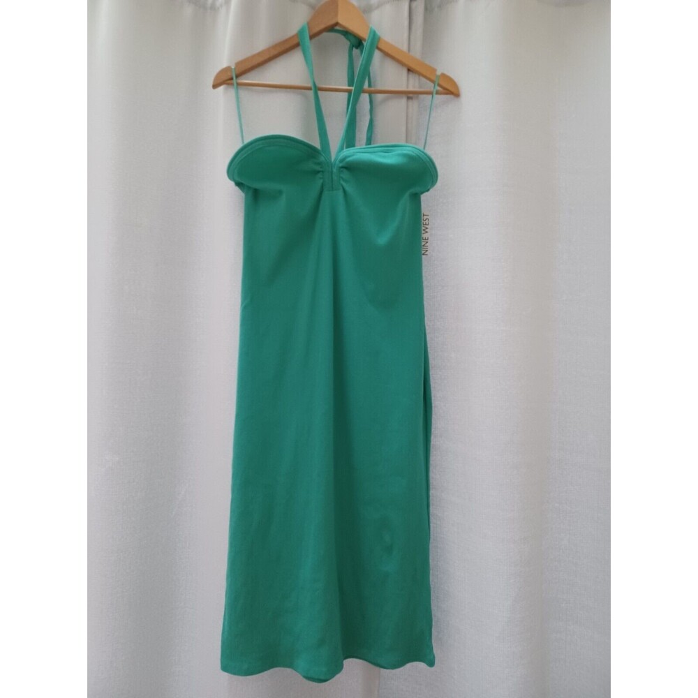 NWT NINE WEST Strapless Halter Maxi Dress Turquoise‎ XL